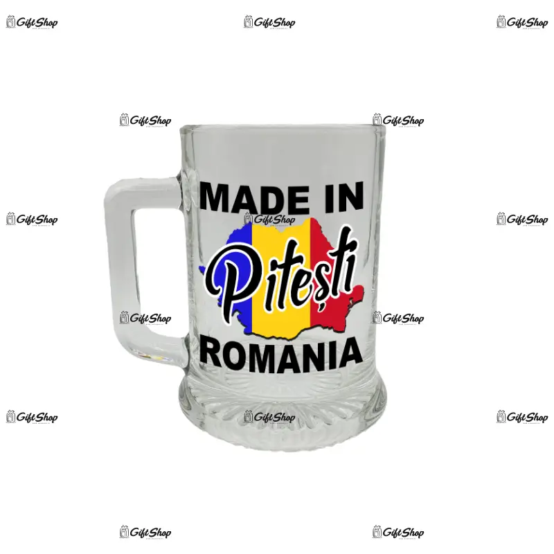 Made in pitesti romania, halba cu mesaj